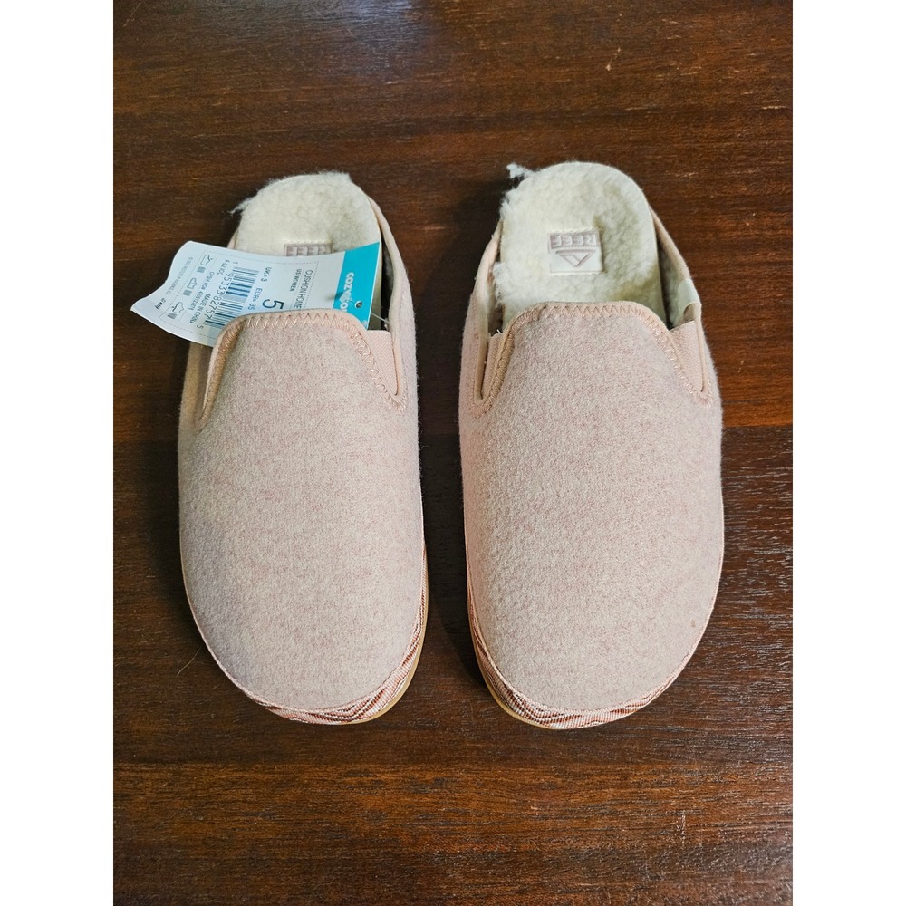 Reef Cushion Homey Snuggles Kids Size 5 Pink Horizon Faux Shearling Slippers